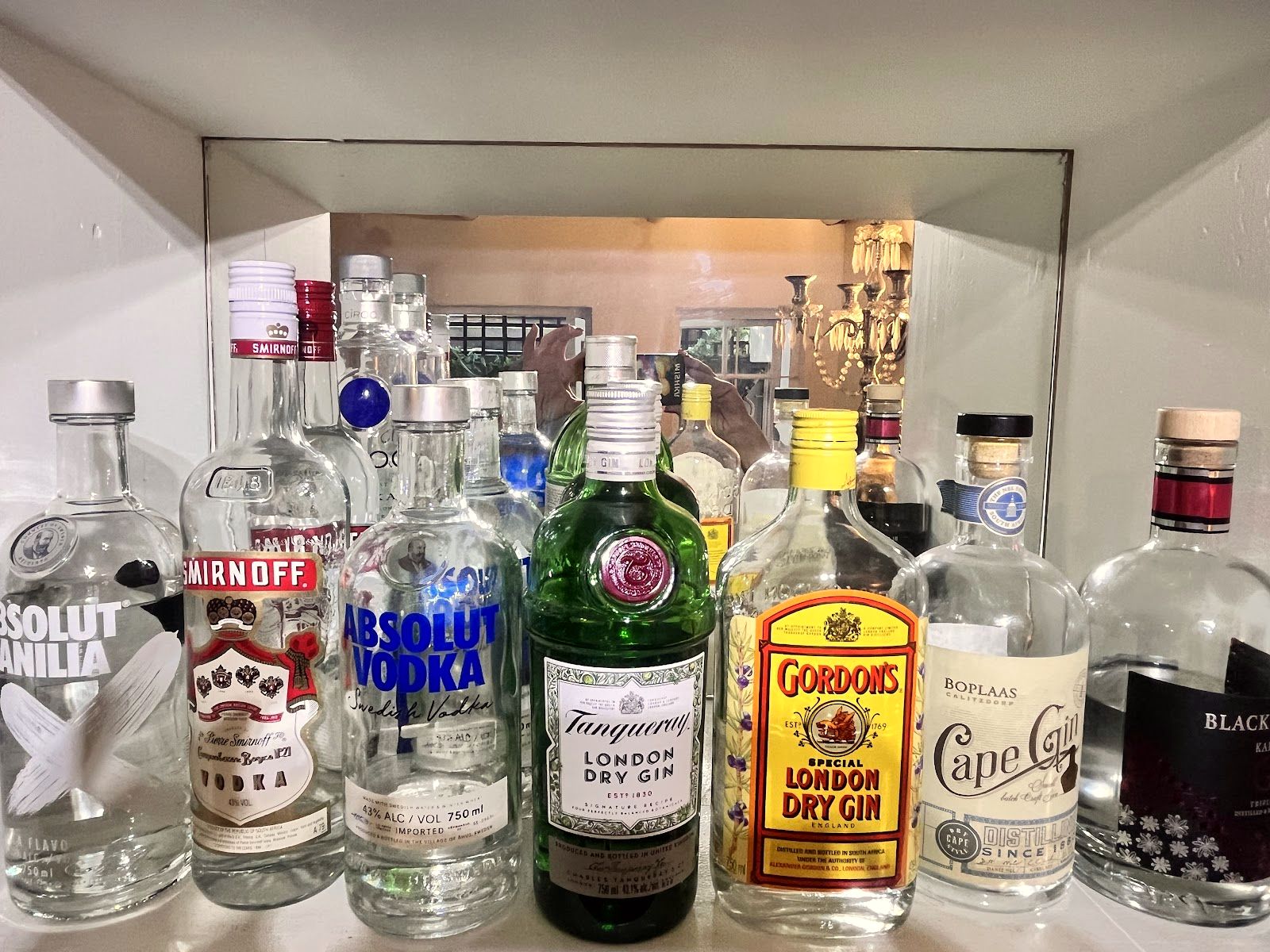 A well-stocked bar