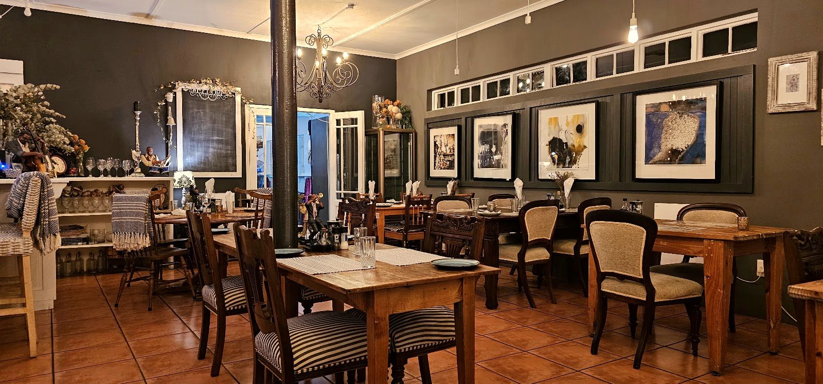 A warm dining room